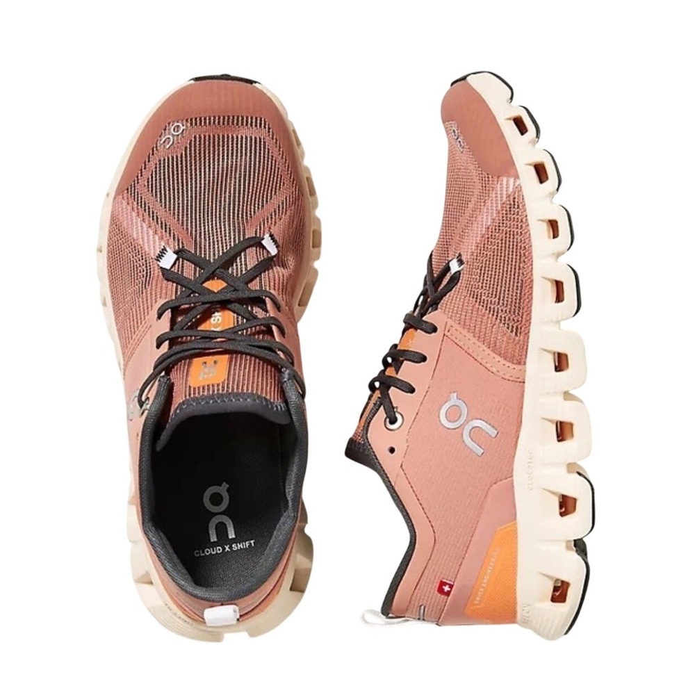 On Running Cloud X Shift Sneakers Womens 10 Brown Orange Athletic Training Shoes